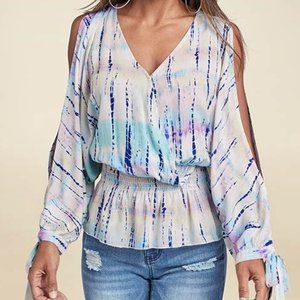Cold shoulder tie-dye top - size 20